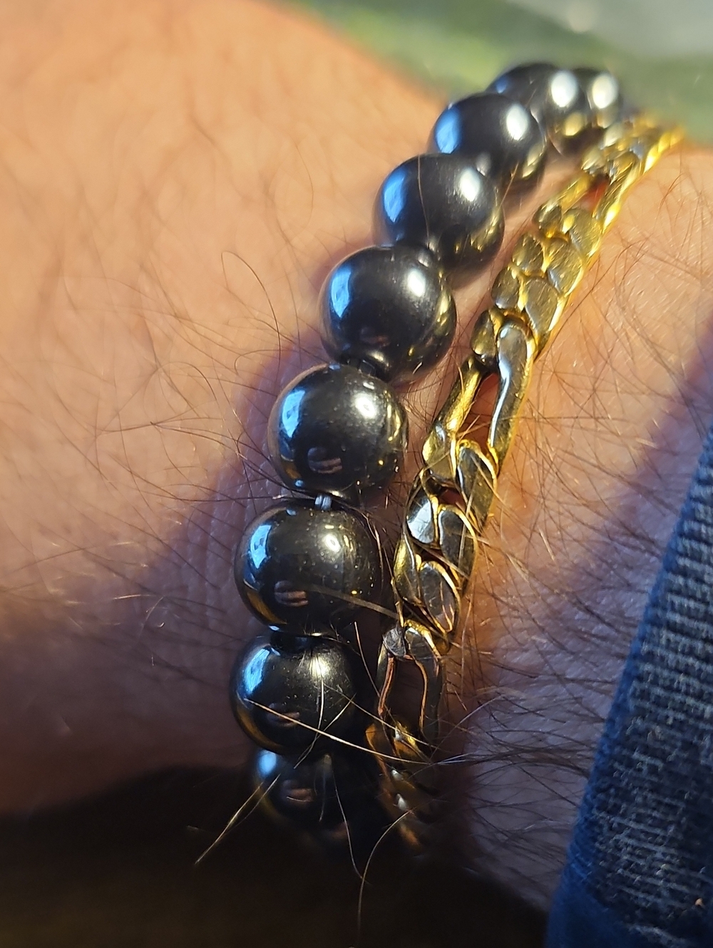 Men's Black Hematite Beaded Bracelet -